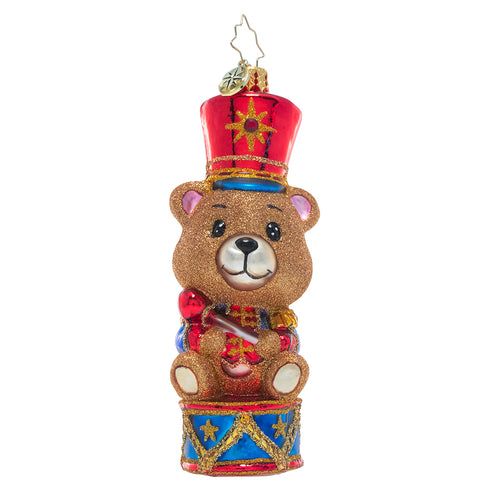Christopher Radko Tiny Teddy Bear Drummer Boy Kids Ornament