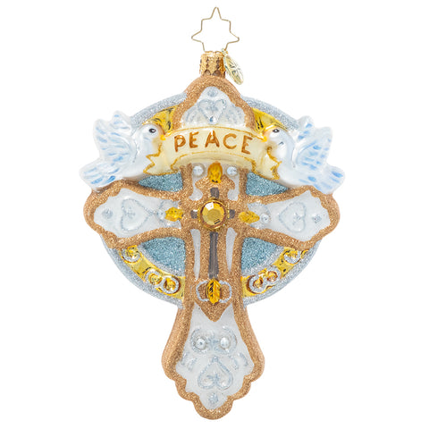 Christopher Radko Golden Cross Of Peace Ornament