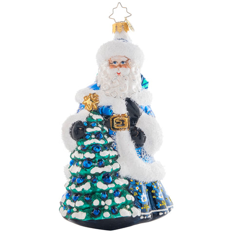 Christopher Radko Winter Hues Santa Blue Ornament