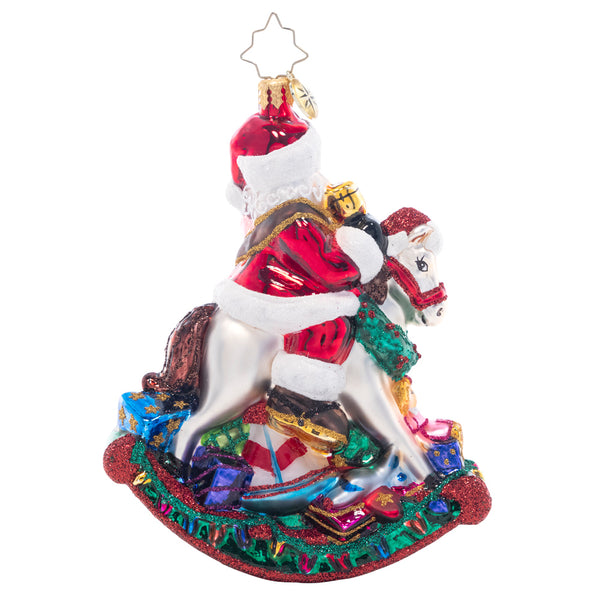 Christopher Radko Rockin' Christmas Santa Rocking Horse Ornament