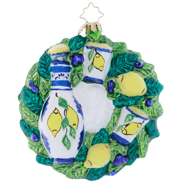 Christopher Radko Lemon Limoncello Cheers Wreath Ornament