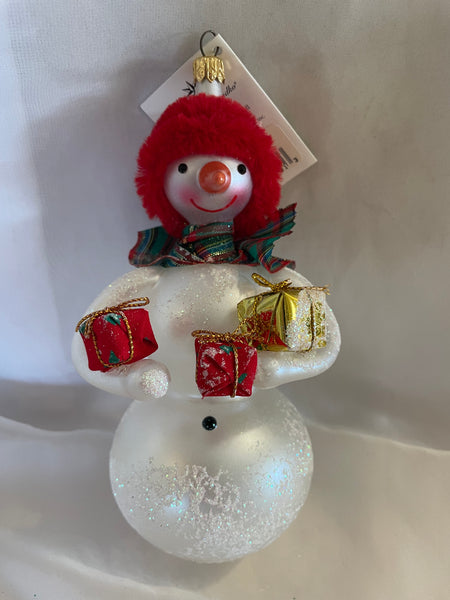 Christopher Radko Frosty Cheer Italian Snowman Ornament - Packages