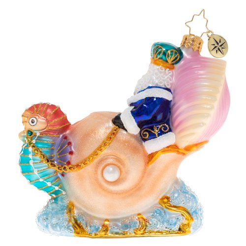 Christopher Radko A Seahorse Drawn Carriage King Neptune Ornament