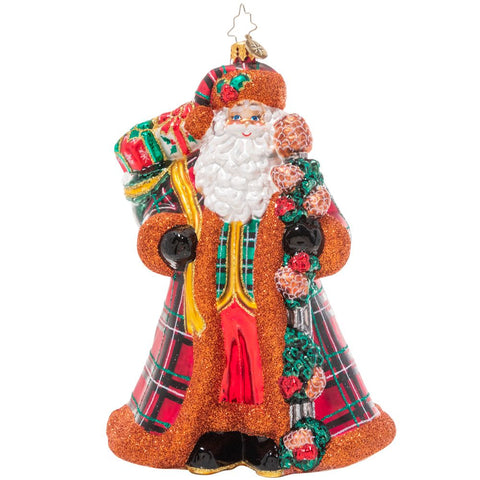 Christopher Radko Perfectly Plaid Santa Father Christmas Ornament