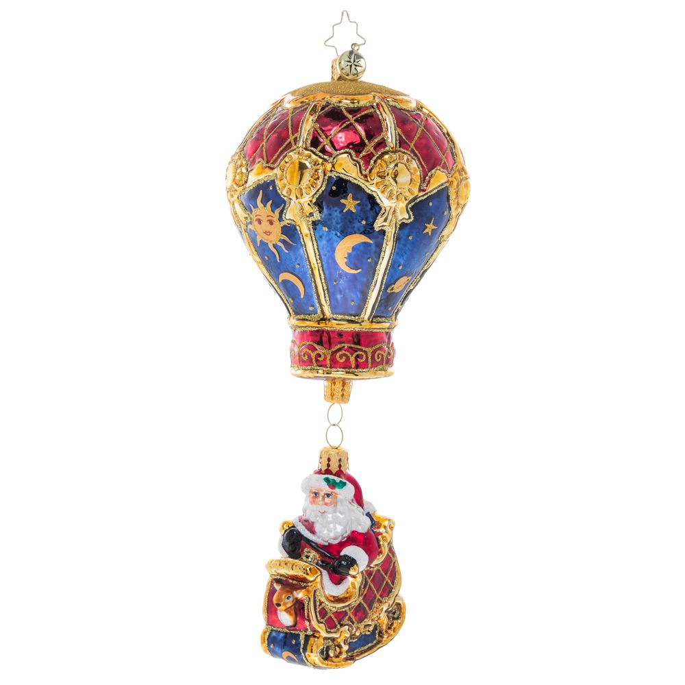 Christopher Radko Among the Stars Santa in Hot Air Balloon Celestial Ornament