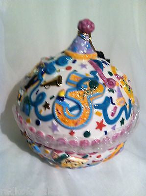Christopher Radko Happy BIRTHDAY BLAST CANDLE & or CANDY DISH Ceramic New