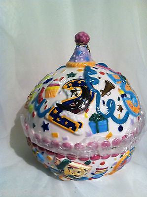 Christopher Radko Happy BIRTHDAY BLAST CANDLE & or CANDY DISH Ceramic New