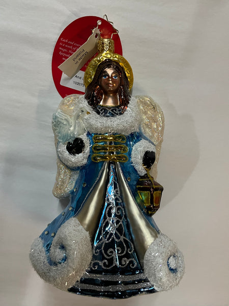 Christopher Radko Peace And Love Blue Angel Ornament