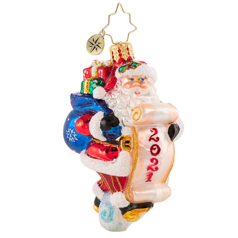 Christopher Radko 2021 Dated Santa Saves The Date Little Gem Ornament