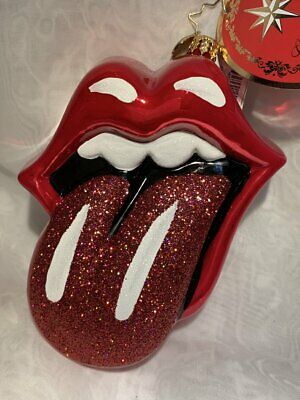 Christopher Radko A Rolling Stones Christmas Licks Logo Ornament