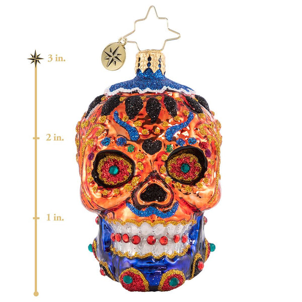 Christopher Radko Colorful Calavera Little Gem Skull Ornament
