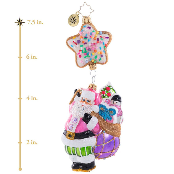 Christopher Radko Sugar High In The Sky Santa & Cookie Ornament