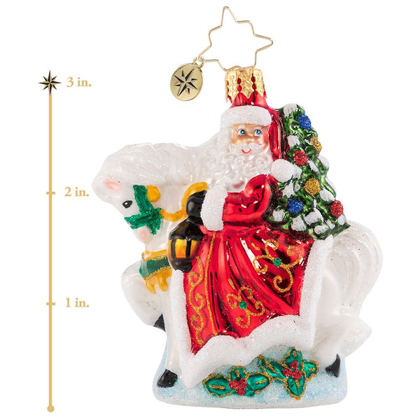 Christopher Radko Galloping into Christmas Little Gem Santa & Horse Ornament