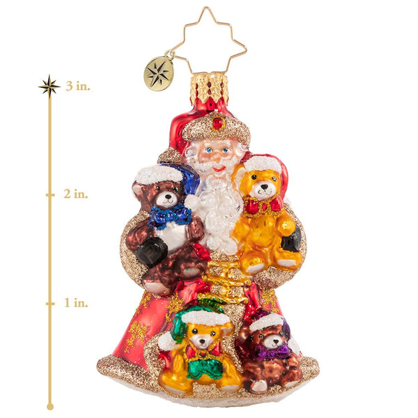 Christopher Radko Flush With Plush Santa Little Gem & Teddy Bears Ornament