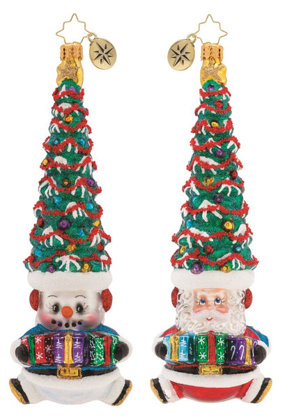 Christopher Radko Double Trouble Santa Snowman 2-faced Ornament