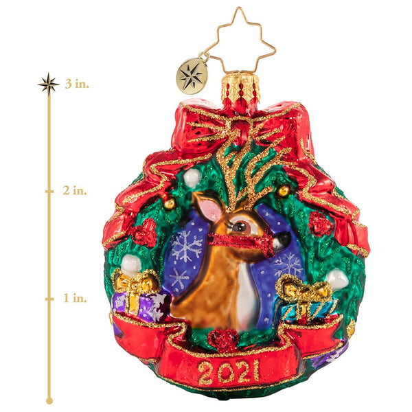 Christopher Radko Dated 2021 Oh Deer, What a Year! Little Gem Ornament