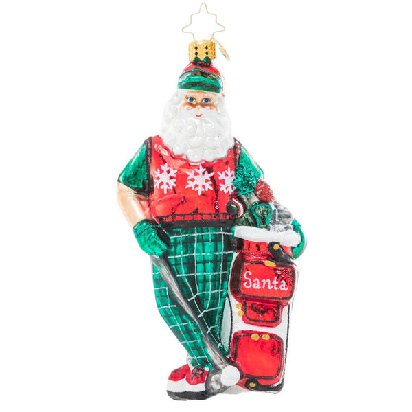 Christopher Radko Jolly Golfer Santa Ornament