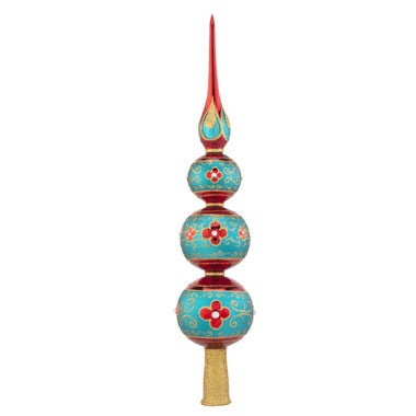 Christopher Radko Finial Luxurious Tree Topper Teal Red