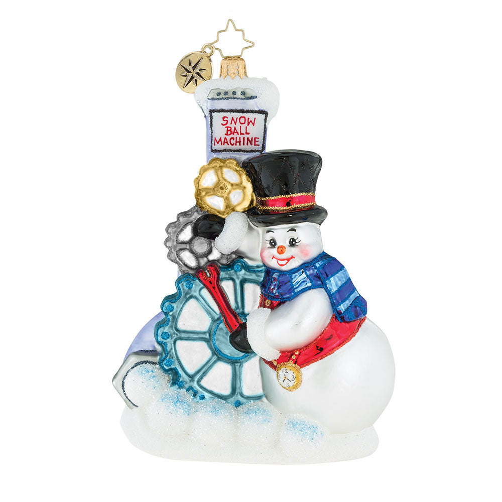 Christopher Radko Gearing Up For Christmas Snowman Machanic Ornament
