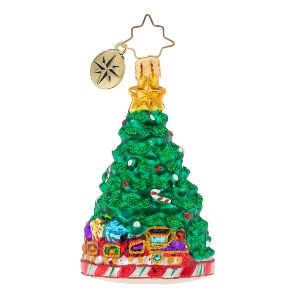 Christopher Radko Peppermint Panache Little Gem Tree with Train Ornament