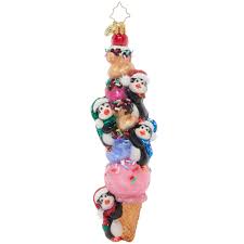 Christopher Radko 2023 Dated Scoops Ice Cream Penguins Ornament