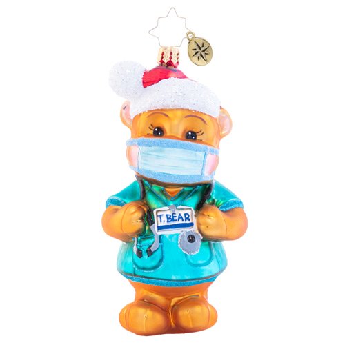 Christopher Radko Covid 19 Dr Ted E Bear Ornament Free Gift! w/purchase