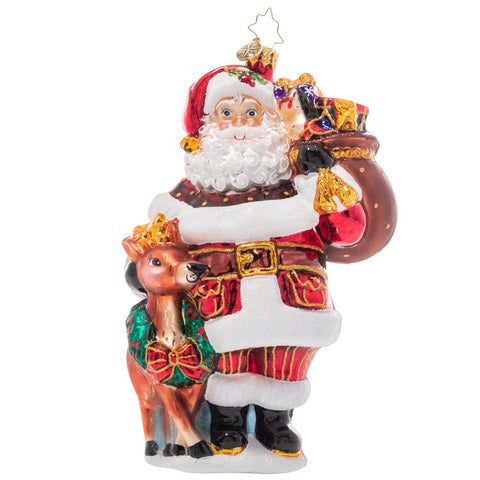 Christopher Radko A Woodland Walk Santa & Deer Ornament