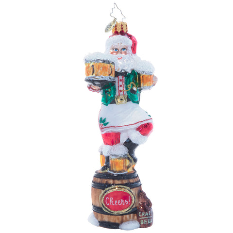 Christopher Radko Three Cheers For Santa Beer Ornament