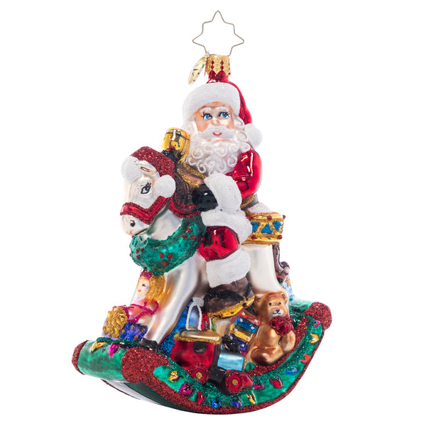 Christopher Radko Rockin' Christmas Santa Rocking Horse Ornament