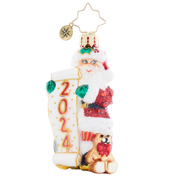 Christopher Radko 2024 Dated Holly Jolly New Year Santa Gem Ornament