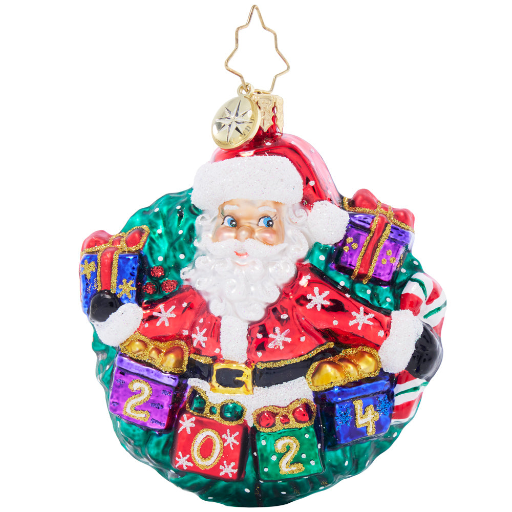 Christopher Radko 2025 Dated Yearly Salutations Santa Gem Ornament My