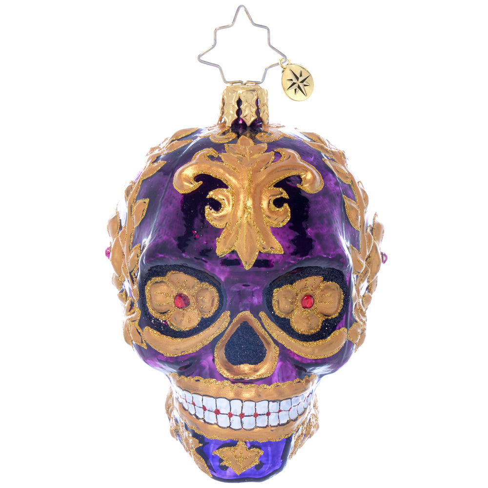 Christopher Radko Festive Filigree Calavera Skull Gem Ornament