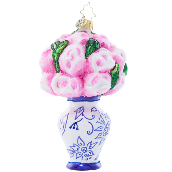 Christopher Radko Chinoiserie Bloom Flowers Vase Ornament