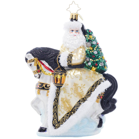Christopher Radko Golden Coat Calvary Santa Horse Ornament