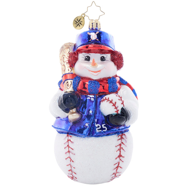 Christopher Radko Snowy Slugger Baseball Snowman Ornament