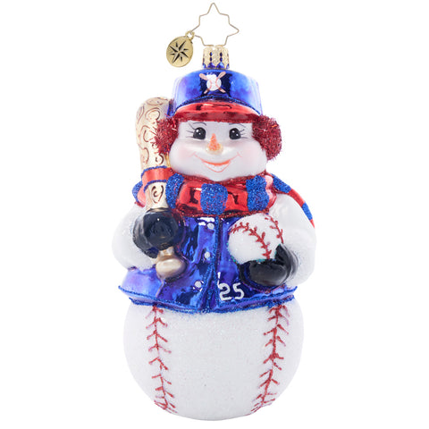Christopher Radko Snowy Slugger Baseball Snowman Ornament
