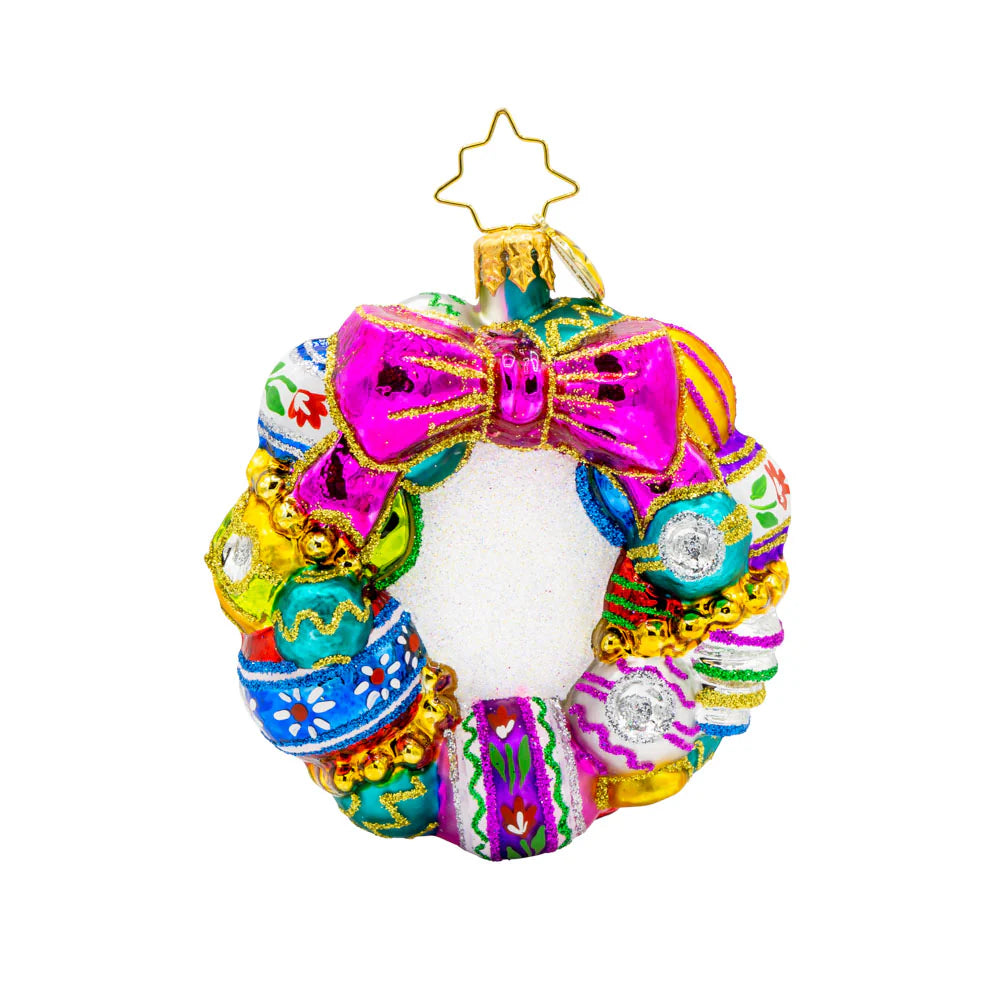 2025 Christopher Radko Vintage Holiday Wreath Gem Ornament