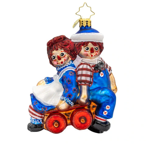 2025 Christopher Radko Raggedy Ann Andy Wagon Ride Ornament