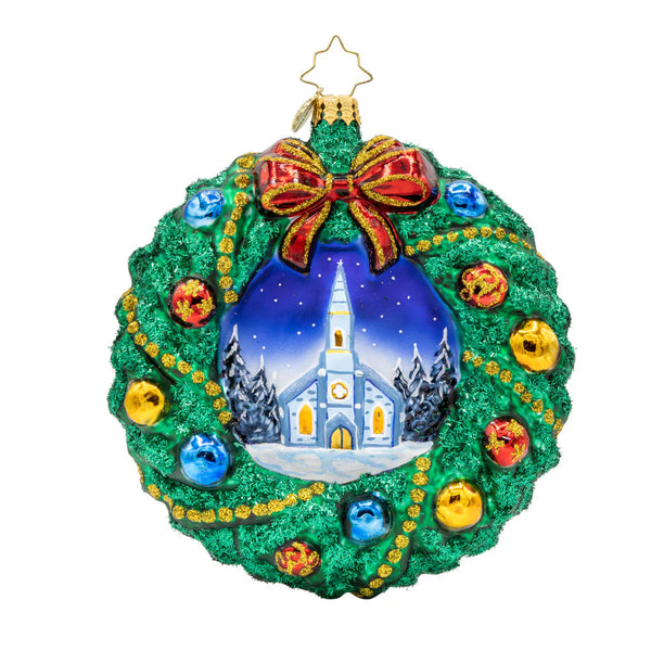 Christopher Radko Sacred Harmony Church Wreath Ornament