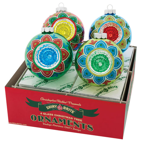 Christopher Radko HOLIDAY SPLENDOR Shiny Brites Reflectors set of 4
