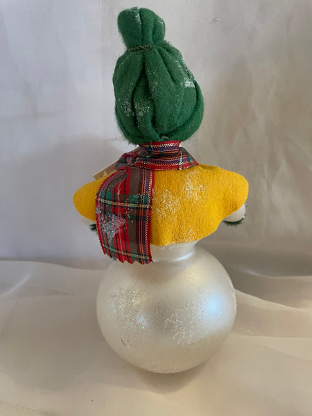 Christopher Radko Frosty Friends Itaian Snowman Ornament - Green Hat
