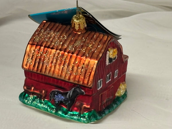 Christopher Radko Barnyard Ballyhoo Christmas Barn Ornament
