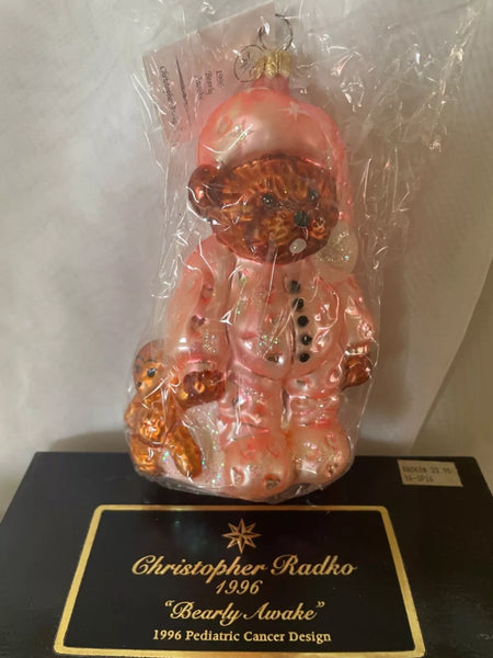 Christopher Radko Bearly Awake Pediatric Cancer Kids Ornament