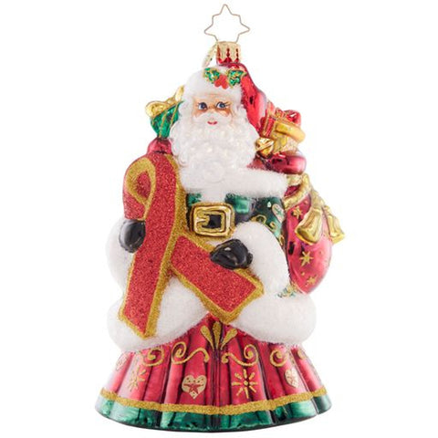 Christopher Radko Aids 2023 Heart Of Holiday Giving Santa Ornament