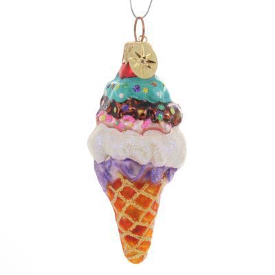Christopher Radko ICE CREAM CONE DELIGHT Gem Ornament