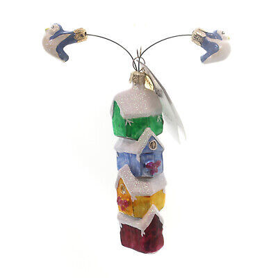 Christopher Radko Tweets Mobile Blue Bird House Ornament 992410