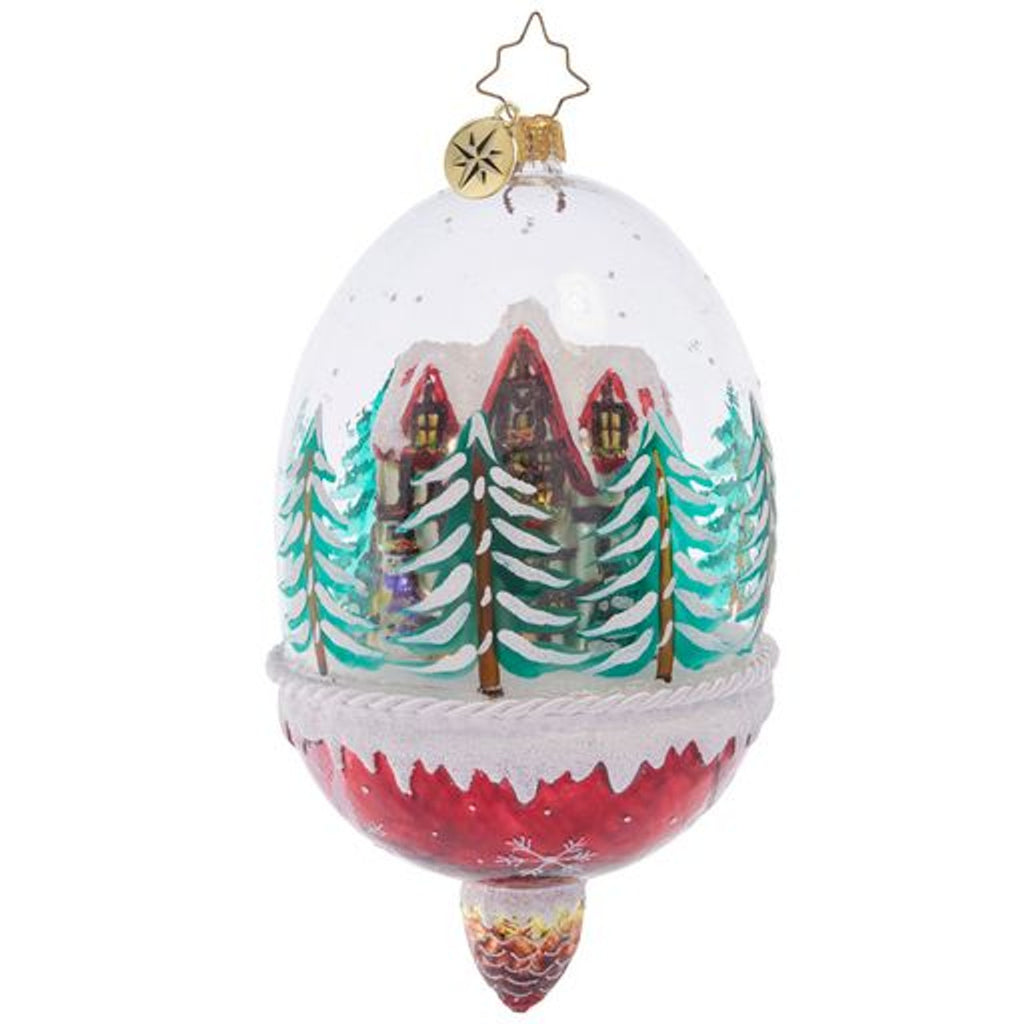 Christopher Radko Winter Cottage Hideaway Dome Ornament