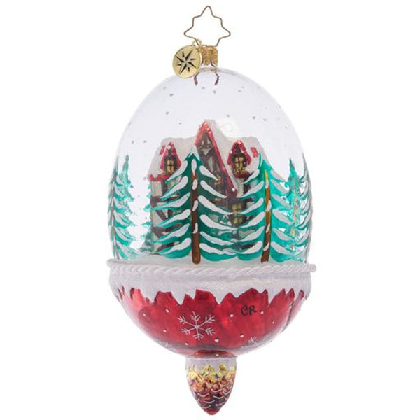 Christopher Radko Winter Cottage Hideaway Dome Ornament