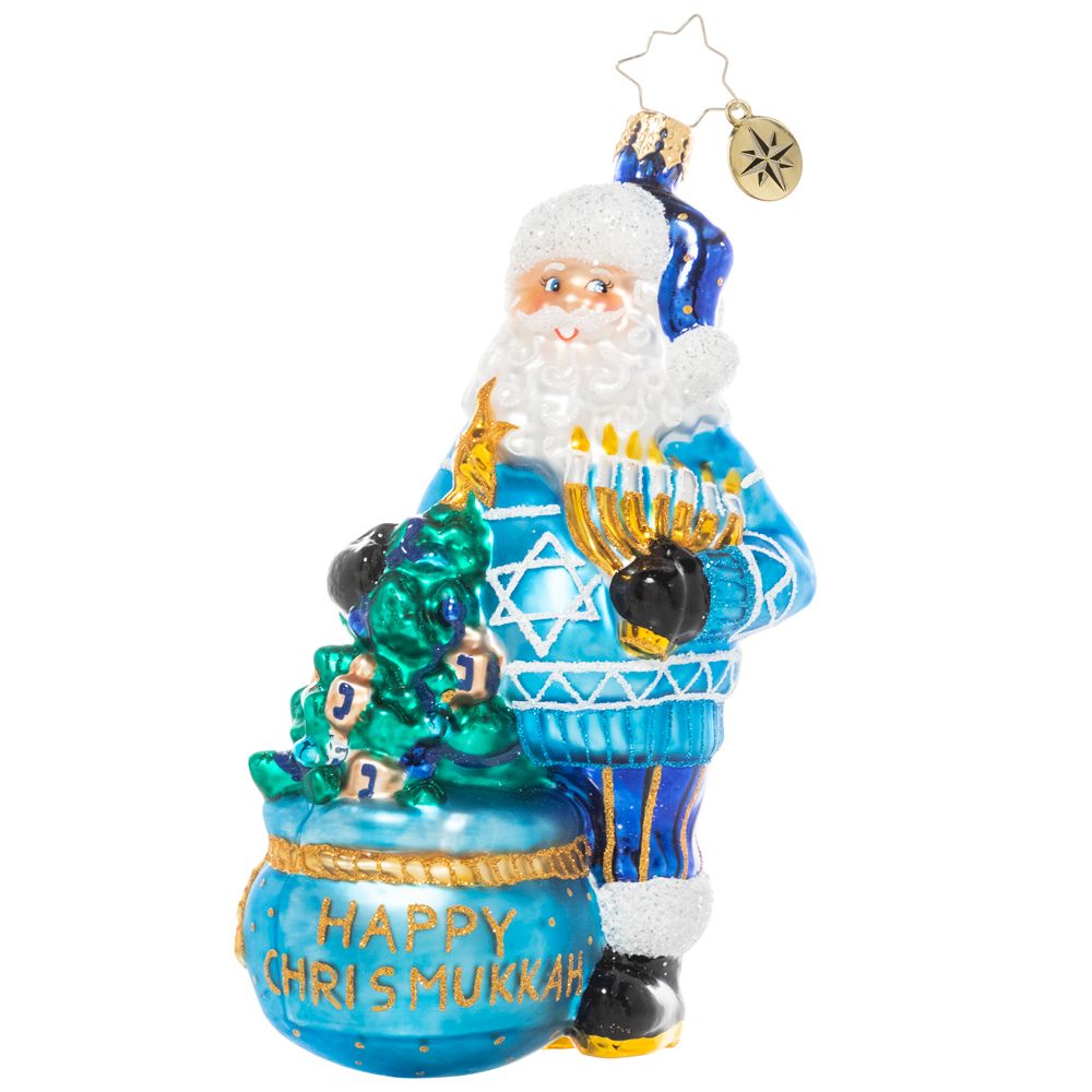 Christopher Radko Best of Both Worlds Hanukkah Santa Ornament