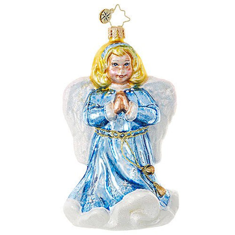 Christopher Radko BLUE ANGEL Blonda Girl Christmas Ornament